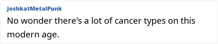 Text post by JoshkatMetalPunk expressing concern about cancer types in the modern age, related to microplastics in bone tissue.