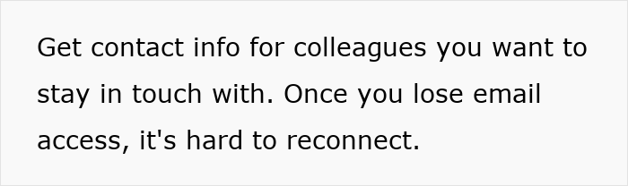 Text highlighting subtle red flags that mean your job is not safe, advising to get contact info before losing email access.