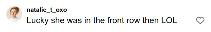 Comment on a social media post saying lucky she was in the front row about fan recreating Drew Barrymore’s iconic 1989 Oscars dress.