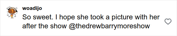 Fan recreates Drew Barrymore’s iconic 1989 Oscars dress, capturing attention with her show and viral reaction online.