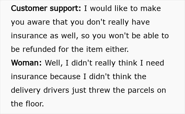 Customer support and woman discussing shattered Christmas gift caused by delivery driver throwing parcels on the floor. Customer support and woman discussing shattered Christmas gift caused by delivery driver throwing parcels on the floor.