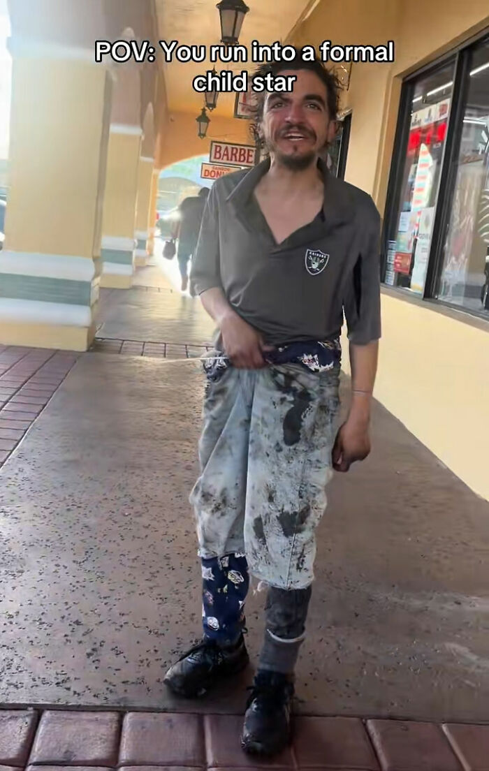 Nickelodeon star standing outside with dirty clothes and a distressed look, highlighting struggle with homelessness. Nickelodeon star standing outside with dirty clothes and a distressed look, highlighting struggle with homelessness.