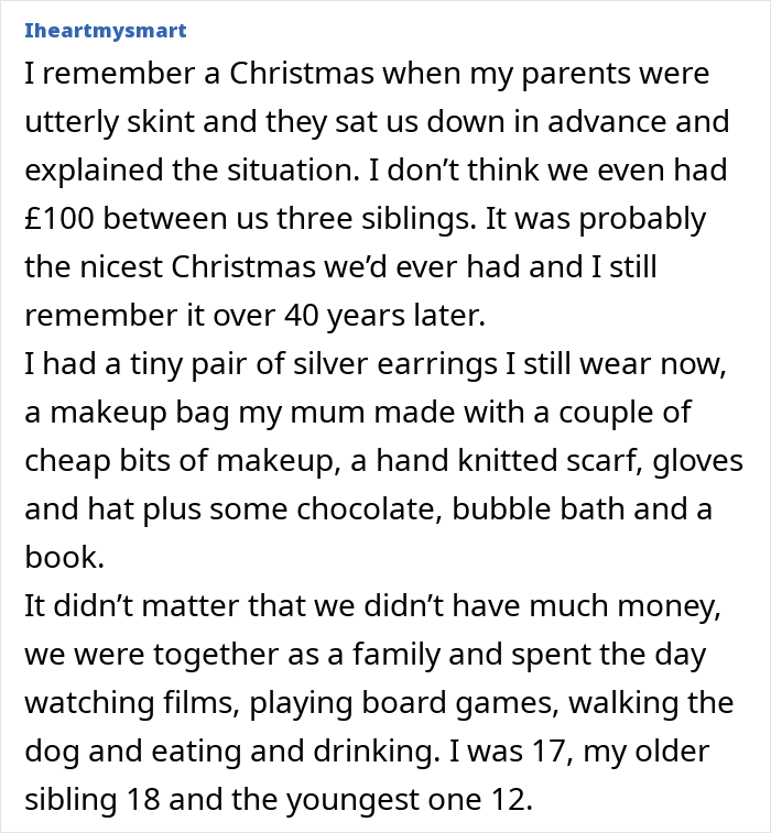 Text post describing a Christmas memory, linked to a man promising $400 per kid for Christmas but changing his mind. Text post describing a Christmas memory, linked to a man promising $400 per kid for Christmas but changing his mind.