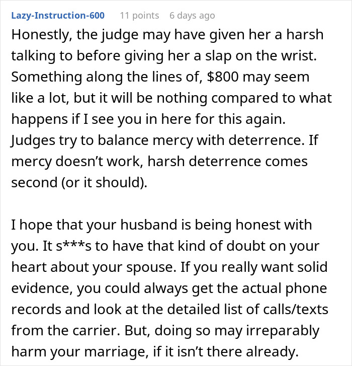 Screenshot of a Reddit comment discussing the challenges and legal aspects of taking out a restraining order against a mother-in-law.