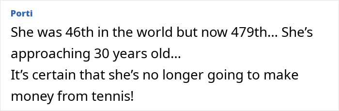 Text excerpt about a former tennis star ranked 46th who is no longer making money from tennis. Text excerpt about a former tennis star ranked 46th who is no longer making money from tennis.