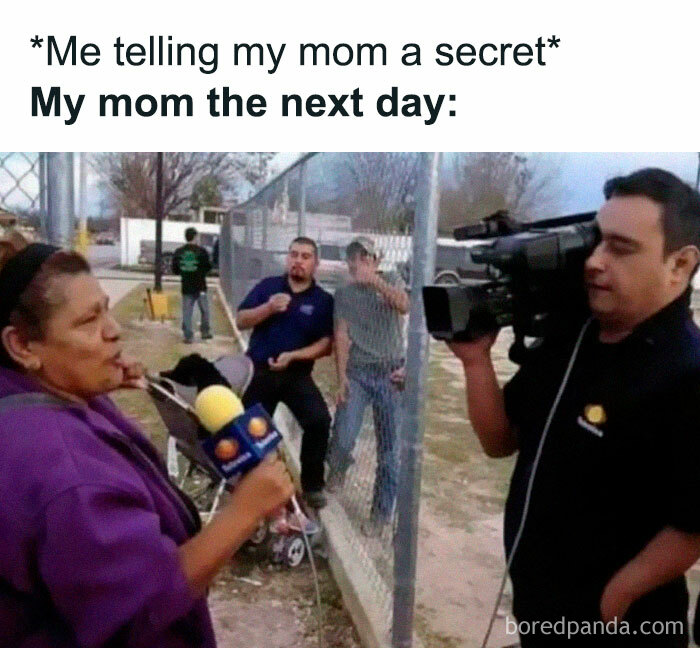 Woman speaking into a microphone with a camera operator filming, illustrating memes that are unexpectedly funny moments.