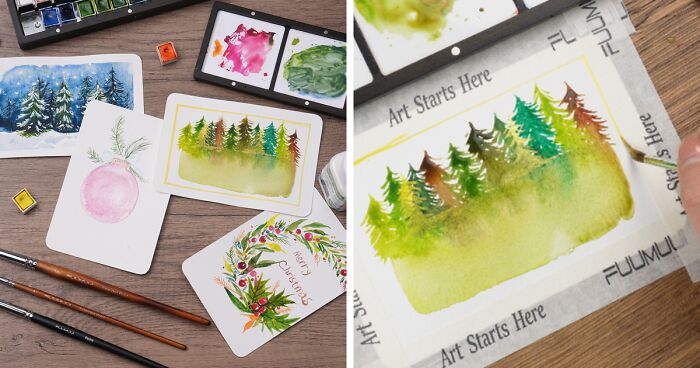 I Hand-Painted My Christmas Cards This Year, And These 4 Easy Ideas Are Perfect For Beginners