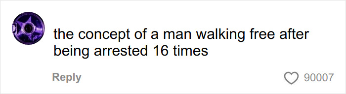 Comment highlighting the concept of a man walking free after multiple arrests, relating to viral video exposing serial creep. Comment highlighting the concept of a man walking free after multiple arrests, relating to viral video exposing serial creep.