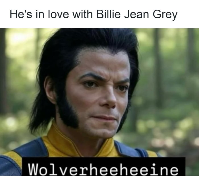 Character dressed as Wolverine making a serious face, part of funniest dad jokes from this account dedicated entirely to them.