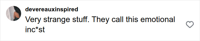 Screenshot of a social media comment discussing a controversial mother-son photoshoot sparking a parenting debate.