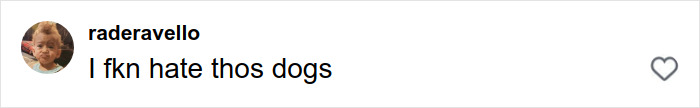 Text comment on social media expressing dislike towards dogs, related to pit bull attacks on toddlers. Text comment on social media expressing dislike towards dogs, related to pit bull attacks on toddlers.