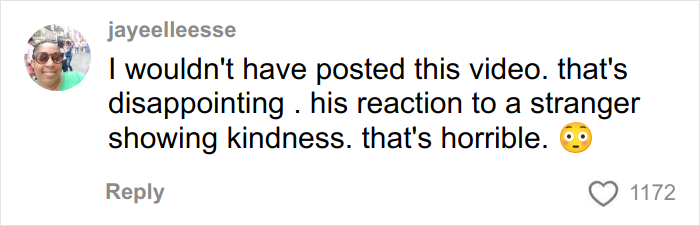 Comment from user jayeelleesse expressing disappointment in son's reaction to Angel Tree gifts, sparking opinions online.