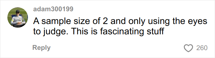 Comment from user adam300199 discussing a sample size of 2 and expressing fascination about a food order experiment. Comment from user adam300199 discussing a sample size of 2 and expressing fascination about a food order experiment.