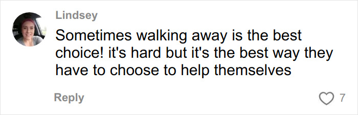 Alt text: Lindsey sharing a comment about making tough choices to help themselves, relating to struggling Nickelodeon star's update.
