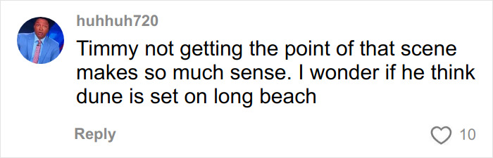 Comment from user huhhuh720 mocking Timothée Chalamet’s misread in Love Actually with humorous reaction. Comment from user huhhuh720 mocking Timothée Chalamet’s misread in Love Actually with humorous reaction.