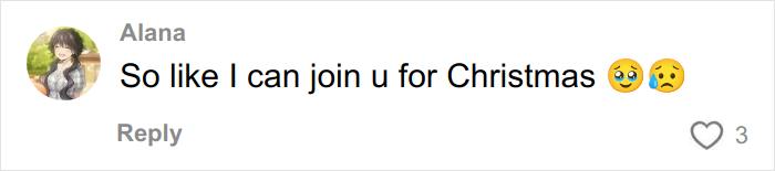 Comment from user Alana asking to join for Christmas with sad and pleading emojis, related to Christmas gift haul for daughter.