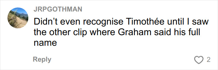 Comment on social media about Timothée Chalamet’s Love Actually misread sparking wild reactions and online mockery. Comment on social media about Timothée Chalamet’s Love Actually misread sparking wild reactions and online mockery.