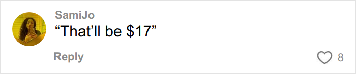 Comment by user SamiJo showing a text reply That’ll be $17 on a social media platform discussing McRib at McDonald's. Comment by user SamiJo showing a text reply That’ll be $17 on a social media platform discussing McRib at McDonald's.