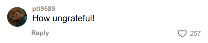 Screenshot of a social media comment reading How ungrateful, relating to mom filming son’s reaction to Angel Tree gifts. Screenshot of a social media comment reading How ungrateful, relating to mom filming son’s reaction to Angel Tree gifts.