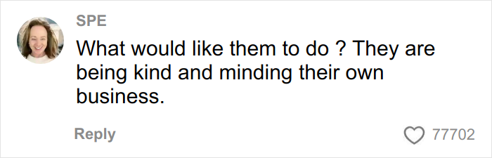 Comment from user SPE expressing that airplane parents and kids are being kind and minding their own business despite noise.