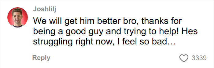 Screenshot of a social media comment expressing support for struggling Nickelodeon star Tylor Chase&rsquo;s motel stay situation.