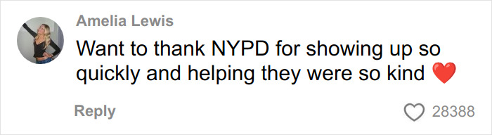 Social media comment thanking NYPD for quick response and kindness, related to viral video exposing serial creep. Social media comment thanking NYPD for quick response and kindness, related to viral video exposing serial creep.