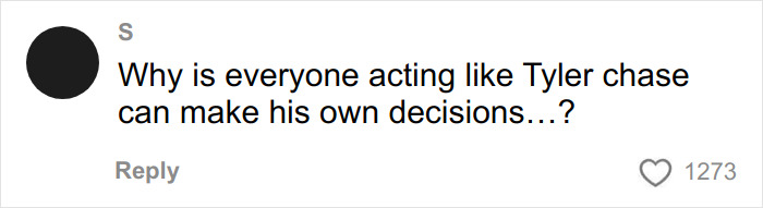 Screenshot of a social media comment discussing Tylor Chase and struggles related to the Nickelodeon star&rsquo;s motel stay.