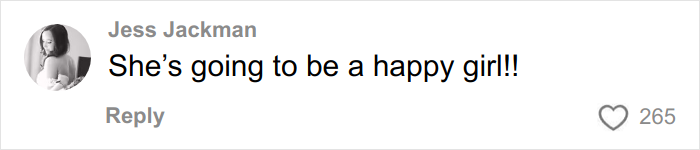 Comment from Jess Jackman on social media expressing excitement about a Christmas gift haul for daughter backlash post.