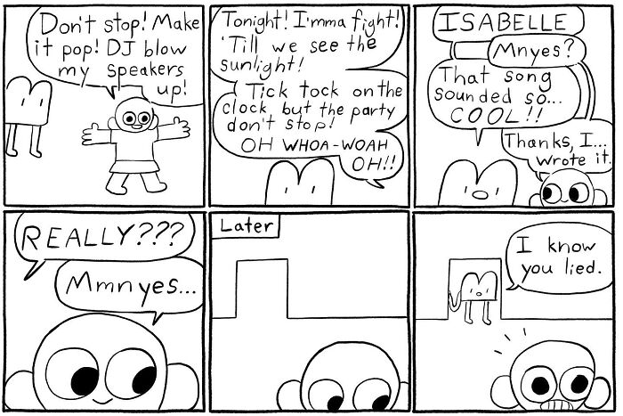 Comic strip by Cyelatm showing awkward conversation and feelings, capturing relatable moments in comics by Cyelatm.