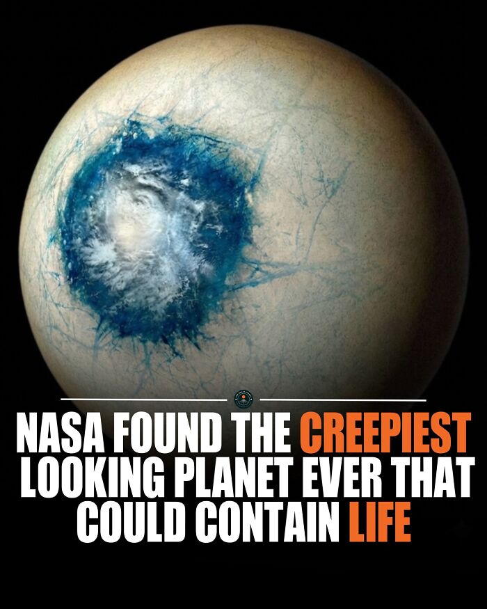 Image of a mysterious planet with blue ice formations, related to new knowledge and facts about the world.