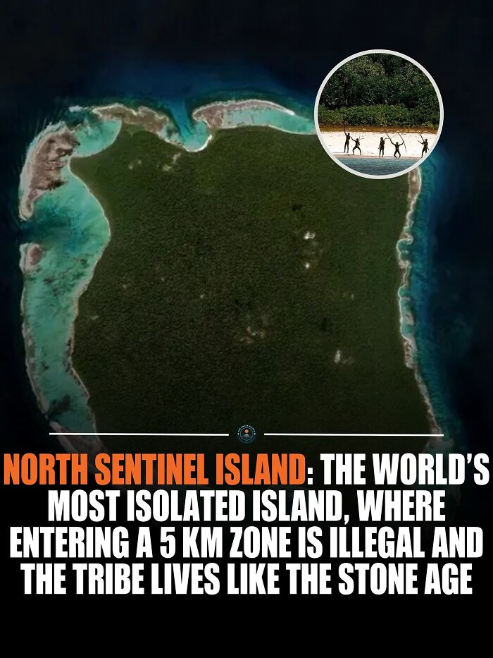 Aerial view of North Sentinel Island, an isolated island with a Stone Age tribe, full of unique knowledge and world facts.
