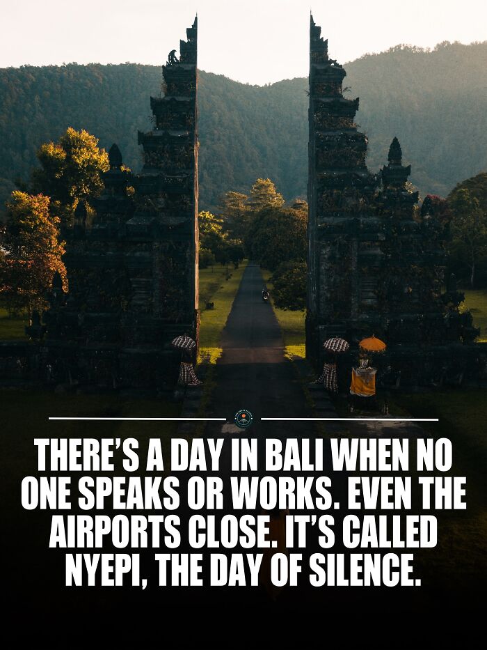 Traditional Balinese gate with surrounding greenery at sunset, representing knowledge and facts about the world.