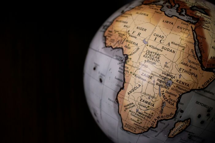 Close-up of a globe highlighting Africa, representing people online sharing crazy facts about geography and world knowledge. Close-up of a globe highlighting Africa, representing people online sharing crazy facts about geography and world knowledge.