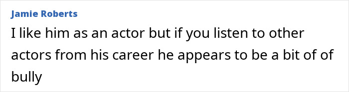 Comment by Jamie Roberts expressing a mixed opinion about Jason Bateman’s acting and behavior towards co-actors. Comment by Jamie Roberts expressing a mixed opinion about Jason Bateman’s acting and behavior towards co-actors.