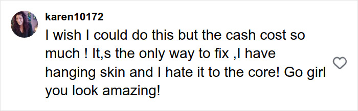 Comment praising Jenelle Evans’ drastic mommy makeover, mentioning hanging skin and admiration for her appearance. Comment praising Jenelle Evans’ drastic mommy makeover, mentioning hanging skin and admiration for her appearance.