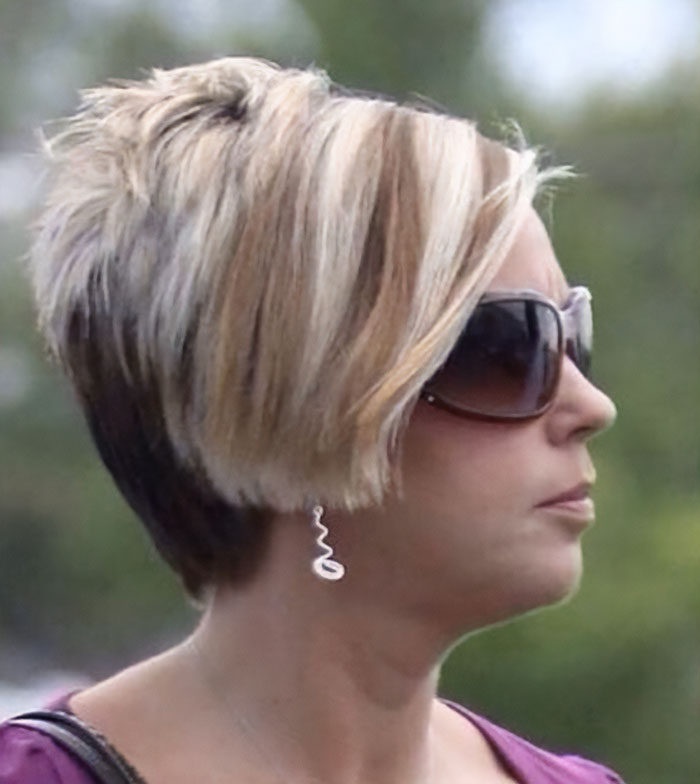 Profile of a woman with a modern short blonde hairstyle and sunglasses symbolizing the end of the Karen era.