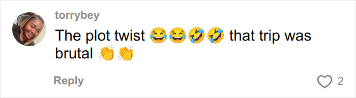 Comment showing laughing emojis and clapping hands reacting to a plot twist about a drunken rampage at an upscale restaurant. Comment showing laughing emojis and clapping hands reacting to a plot twist about a drunken rampage at an upscale restaurant.