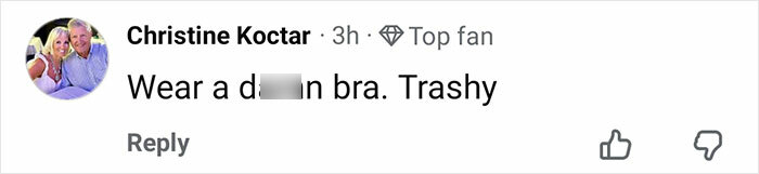 Comment from Christine Koctar criticizing Kate Hudson's dress detail, sparking frenzy among fans online.