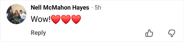 Comment saying Wow with three red heart emojis in a social media post about Kate Hudson's dress detail frenzy.