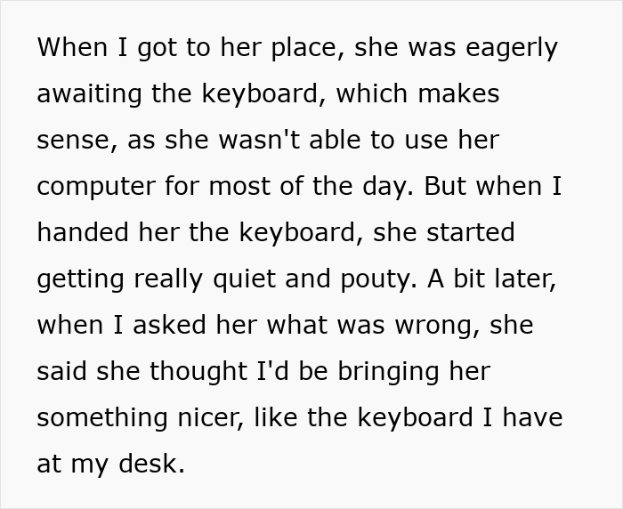Man lends girlfriend a spare keyboard, her reaction causes tension and leads to an unexpected breakup. Man lends girlfriend a spare keyboard, her reaction causes tension and leads to an unexpected breakup.