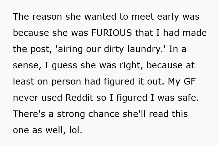 Text excerpt from a man's post about lending his girlfriend a spare keyboard and her unexpected reaction leading to a breakup. Text excerpt from a man's post about lending his girlfriend a spare keyboard and her unexpected reaction leading to a breakup.