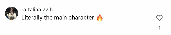 Comment on social media post saying Literally the main character with fire emoji, highlighting continual divorce celebration and revenge era keywords. Comment on social media post saying Literally the main character with fire emoji, highlighting continual divorce celebration and revenge era keywords.