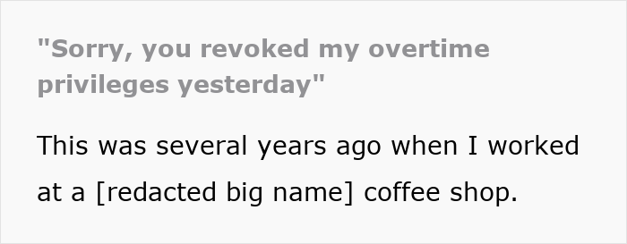 Text excerpt from a story about a coffee shop worker dealing with a manager forcing rules that backfire spectacularly.