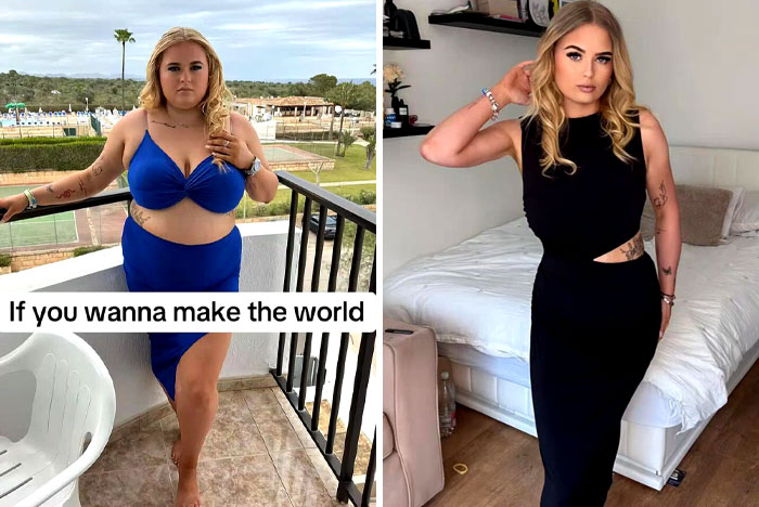 Before and after glow-up transformation of a woman showing amazing changes in appearance and confidence.