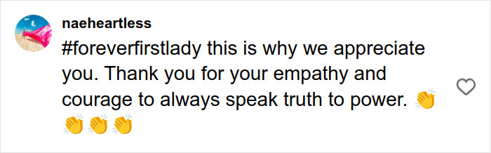 Comment praising Michelle Obama for her empathy and courage, responding to Trump and Rob Reiner controversy. Comment praising Michelle Obama for her empathy and courage, responding to Trump and Rob Reiner controversy.