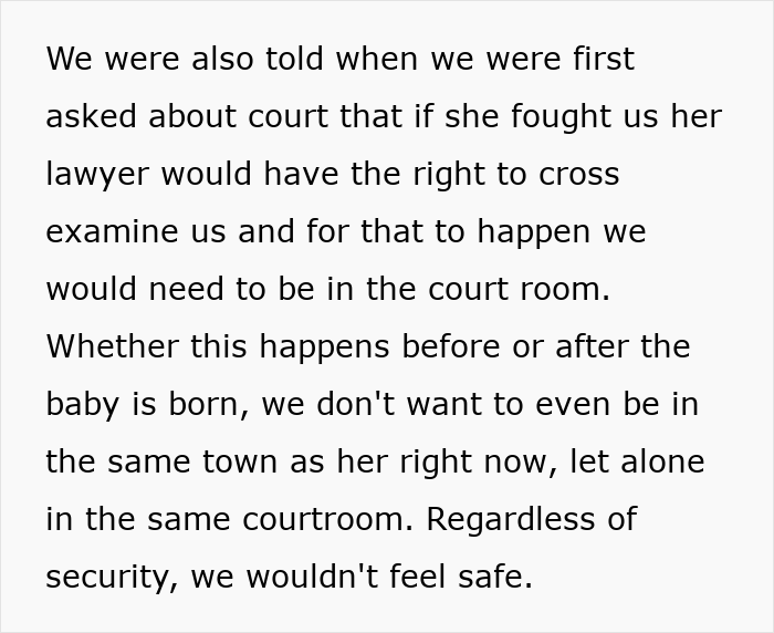 Text about court fears related to baby’s birth and safety concerns about being in the courtroom or same town. Text about court fears related to baby’s birth and safety concerns about being in the courtroom or same town.