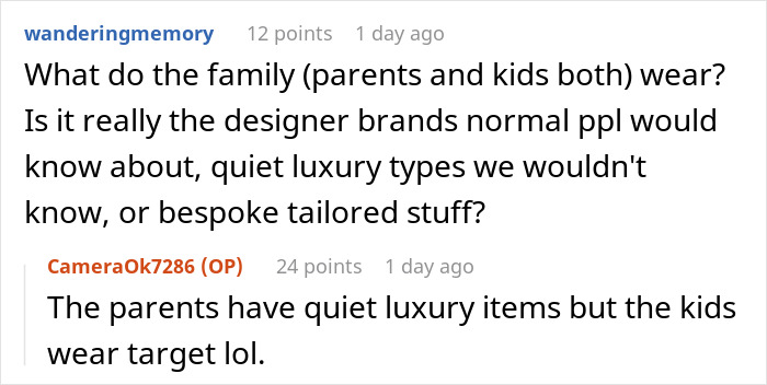 Alt text: Excerpt from Q&A about nanny to the ultra-wealthy revealing fashion choices of families behind closed doors.