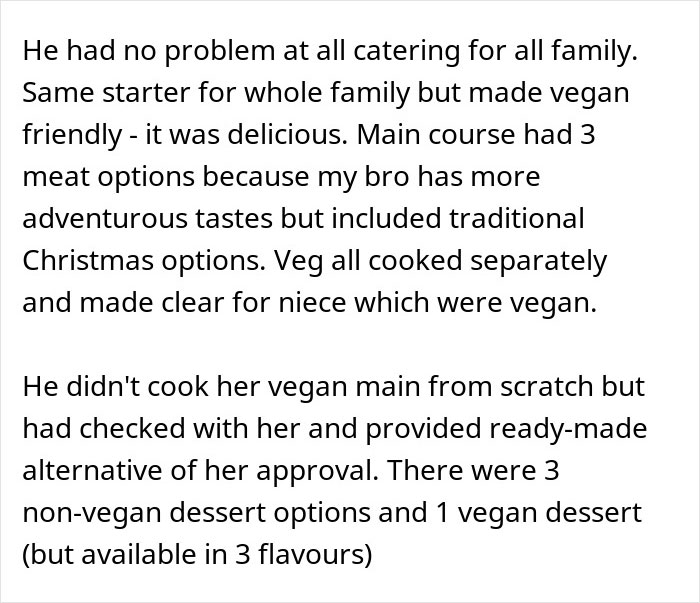 Catering Christmas Eve dinner with no vegan options but offering separate vegan-friendly dishes and clear labeling. Catering Christmas Eve dinner with no vegan options but offering separate vegan-friendly dishes and clear labeling.