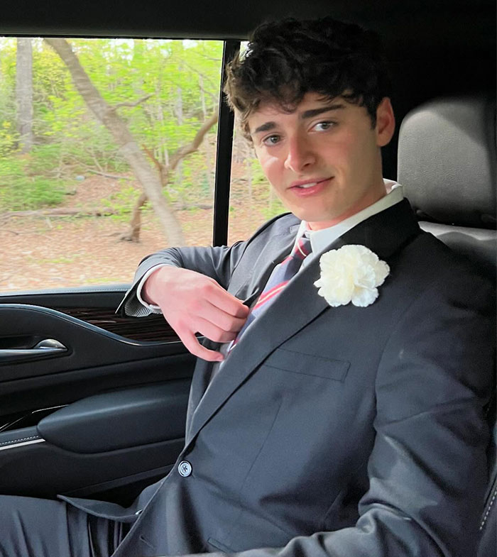 Noah Schnapp dressed in a suit sitting in a car, linked to a scene recreation mocked in Stranger Things season backlash. Noah Schnapp dressed in a suit sitting in a car, linked to a scene recreation mocked in Stranger Things season backlash.