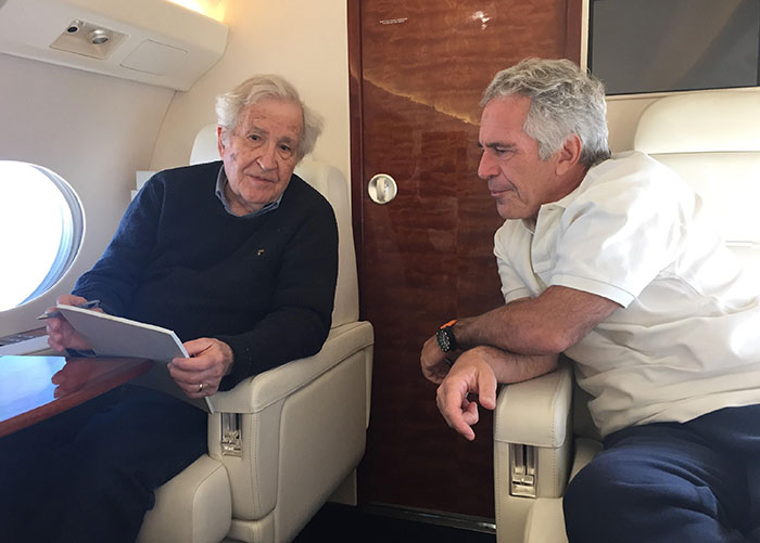 Two men seated inside a private jet, relating to new Epstein files revealing photos of women marked with disturbing messages.